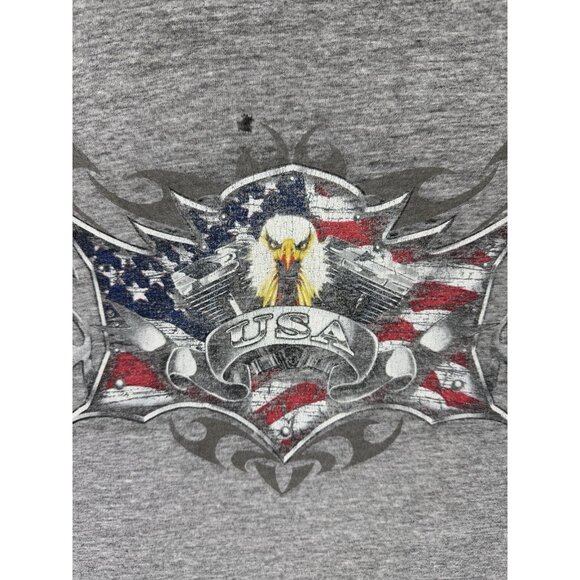 Vintage Y2K USA Eagle America Flag Grey Shirt Medium Tribal Signal Grey Faded T - Picture 4 of 16